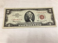 1963 Red Seal $2 Bill, Star Note