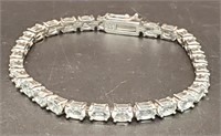 (XX) white Topaz Sterling Silver Tennis Bracelet
