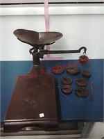 Fairbanks Cast Iron Scale, weights & wheels