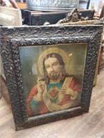 Antique Frame  w/Jesus Print