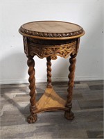 Vintage carved oak plant stand