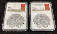 (2) 2022 SILVER AMERICAN EAGLES MS70 WEST POINT