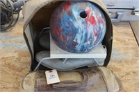 VINTAGE BOWLING BALL AND SHOES
