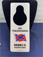 Confederate flag no trespassing doorknob hang