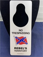 Confederate flag no trespassing doorknob hang