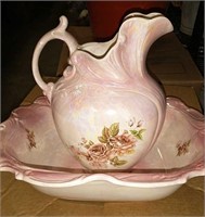 Beautiful luster Rose basin and pitcher