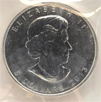 2013 Canada 5 Dollar 1oz  .9999 Silver  Bison Reve