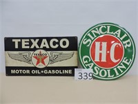 Texaco and Sinclair Metal Advertising Signs