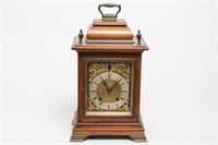 German Bracket Clock by LFS, Antique Wood & Ormolu