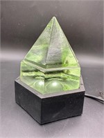 Green Glass Desk Prism Lighted Lamp Base