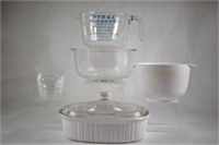 French White Casserole Dish, Pyrex & Mixing Bowls