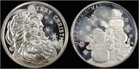 (2) 1 OZ .999 SILVER CHRISTMAS ROUNDS