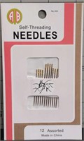 12 assorted Self threading needles