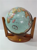 WORLD GLOBE ON WOOD STAND