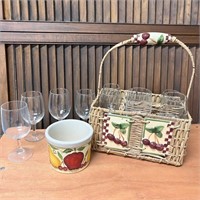 Basket, Wine Glasses, RRP Small Crock
