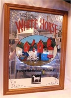 White Horse Scotch Whiskey framed bar mirror,