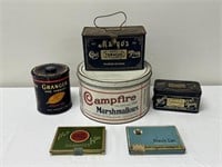 6 Antique Advertising Tins
