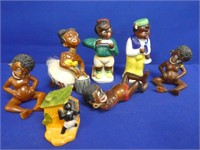 (7) Occupied Japan Black Americana Figurines