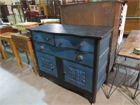 ANTIQUE CARVED PAINTED 3 DRAWER 2 DOORS BUFFET