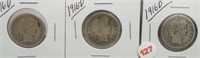 (3) 1916-D Barber Silver Quarters.