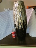 Black Décor Vase 22"t -faux pearl inlay