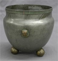Pewter & Brass Pot with Pharaoh Handles