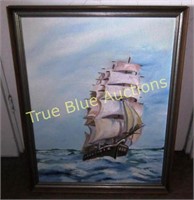 Oil on Canvis Framed SAiling Ship