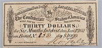 1863 Confederate $30 Bond Coupon