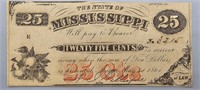 1864 Confederate Mississippi 25 Cents