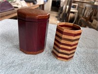 Handcrafted Wood Lidded Box & Pencil Holder