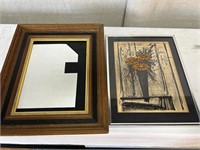 2pc Art Bernard Buffet Daisy, Black/White Abstract