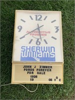 SHERWIN WILLIAMS VINTAGE AUTOMOTIVE CLOCK