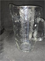 9.5 “ EMBOSSED ROSE GLASS PITCHER