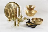 Indonesia Brass Trays, Bowls, Candle Holders