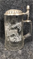 glass deer beer stein