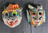 2 Vintage Halloween Masks. Tom Cat with
