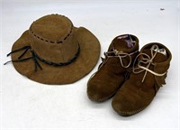 Vintage Moccassins, Matching Brimmed Hat