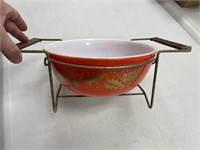 PYREX RED BOWL WITH CRADLE