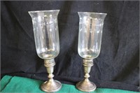 Pair of Silver Weighted Candleholders