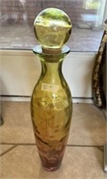 Large Amber Art Glass Decanter
