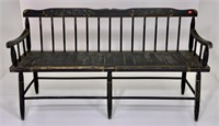Plank seat porch bench, stenciled decoration,