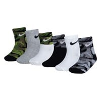 6-Pk Nike Size 2-4T Socks, Assorted Camo