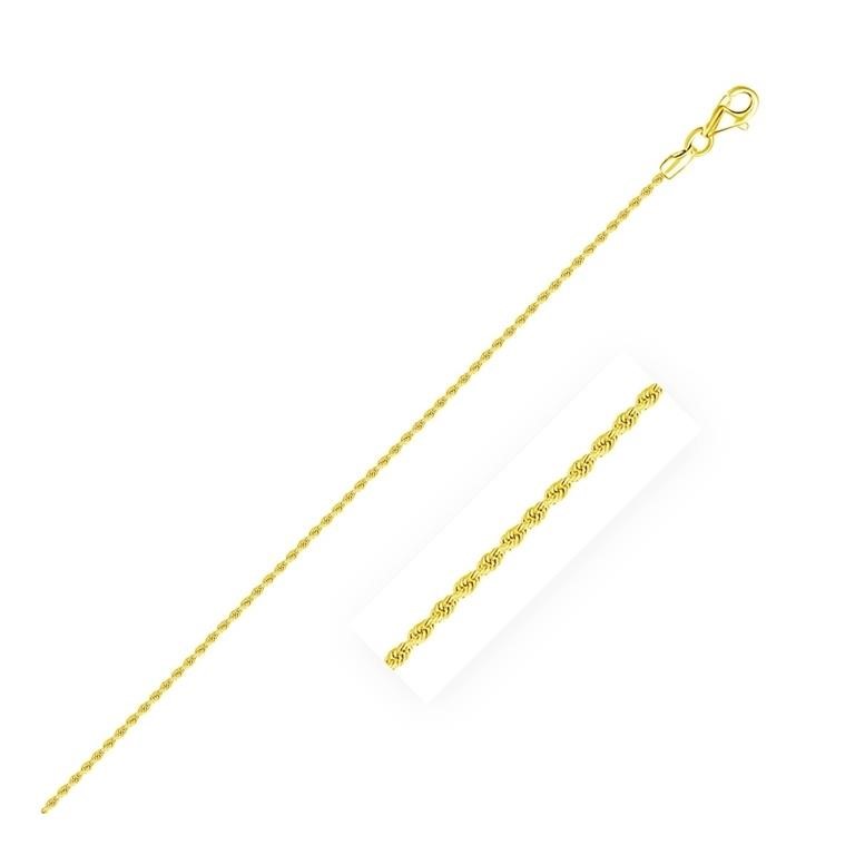 10k Gold Solid Diamond Cut Rope Chain 1.5mm