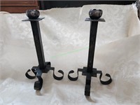 Two Large Metal Candleholders