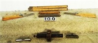 Tray lot assorted measuring devices: Stanley R&L