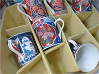 6 Asian Glass Mugs