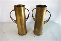 Pair 1917 Trench Art Shell  Case Vases