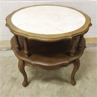 Two Tier End Table with Faux Marble Top