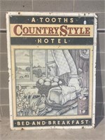 Original Tooths Hotel double sided metal sign