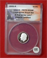 2021 S Roosevelt Dime ANACS PR70 DCAM